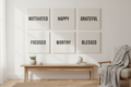 Six minimalist affirmation canvas prints for everyday encouragement