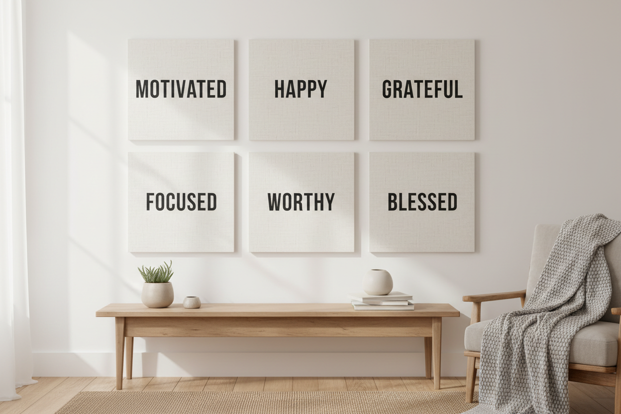 Six minimalist affirmation canvas prints for everyday encouragement